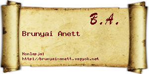 Brunyai Anett névjegykártya